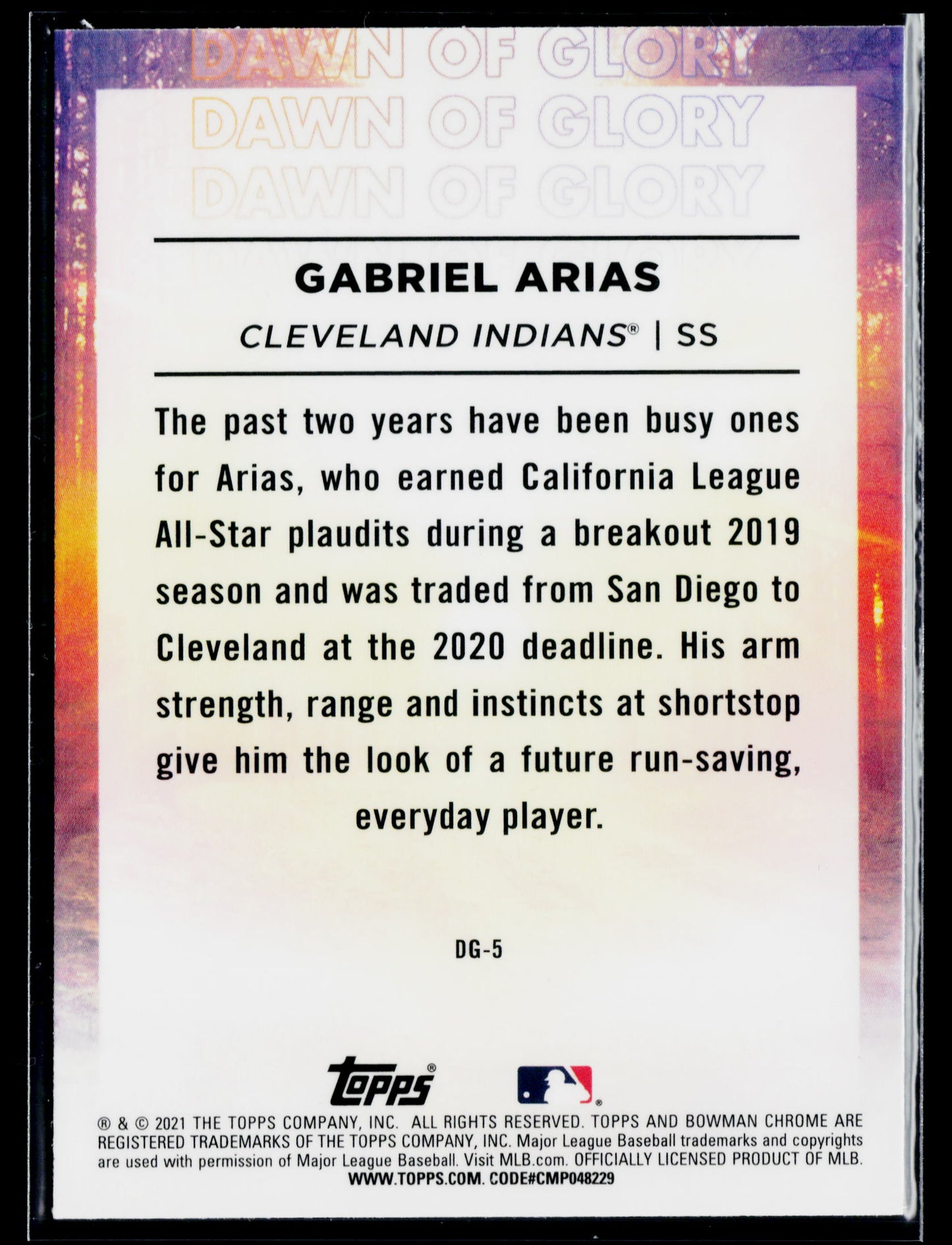 2021 Bowman Chrome Gabriel Arias Dawn of Glory Mojo Refractor #DG-5