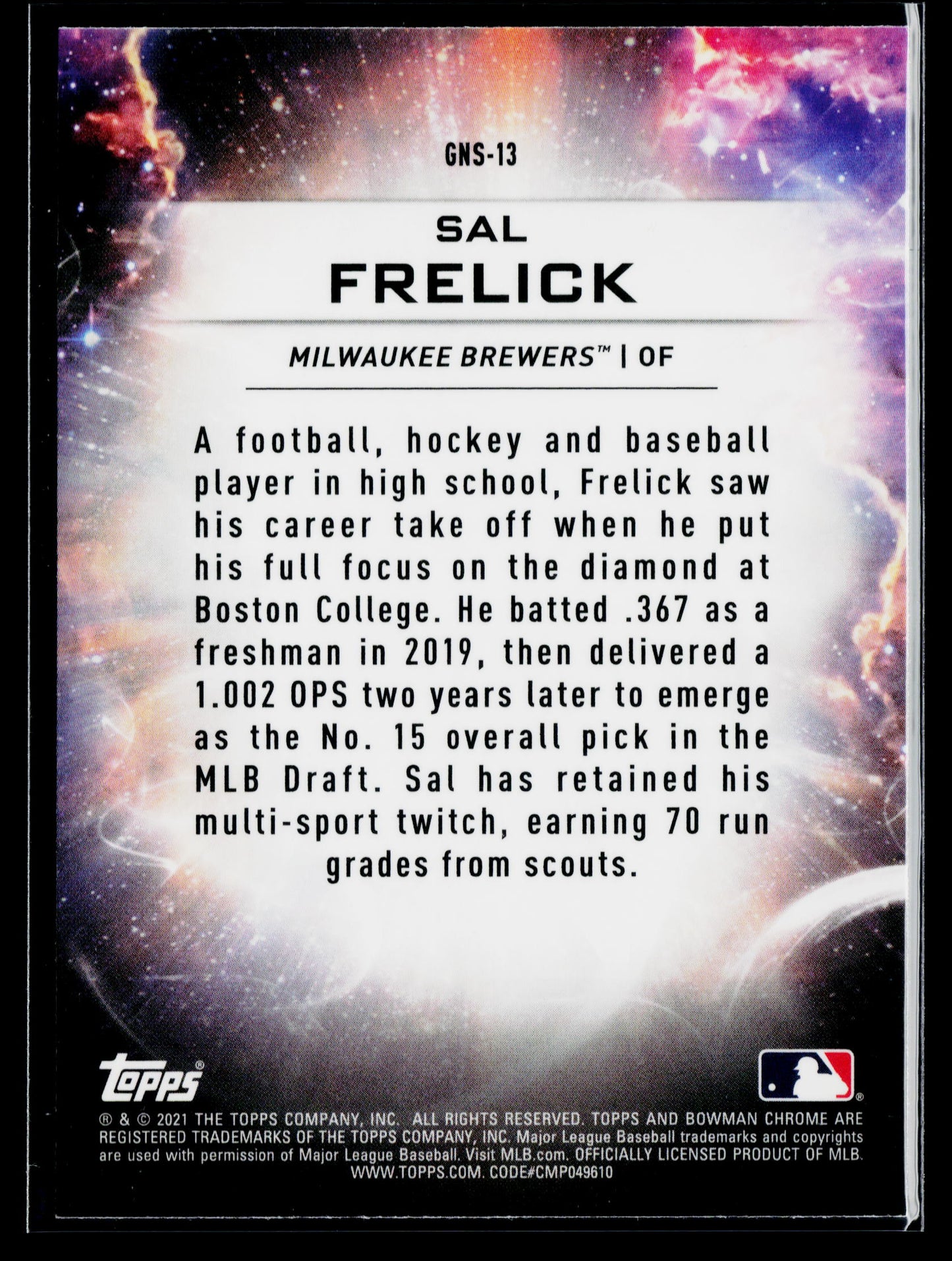 2021 Bowman Draft Sal Frelick Genesis #GNS-13