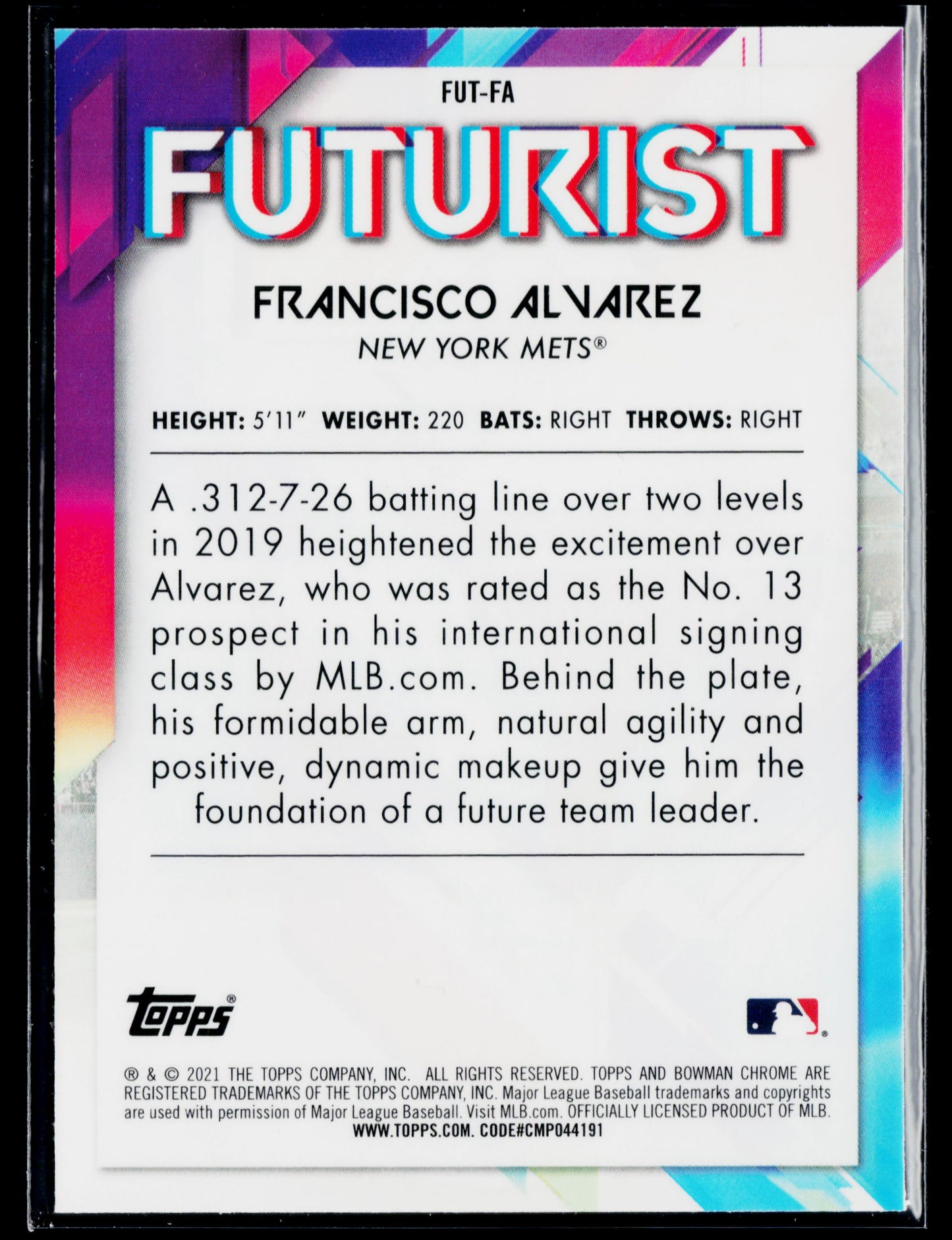 2021 Bowman Francisco Alvarez Chrome Futurist #FUT-FA