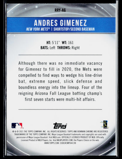 2021 Bowman Andres Gimenez Chrome Rookie of the Year Favorites #RRY-AG