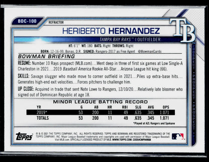 2021 Bowman Draft Heriberto Hernandez Chrome Refractor #BDC-100