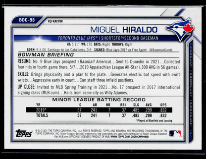 2021 Bowman Draft Miguel Hiraldo Chrome Refractor #BDC-98