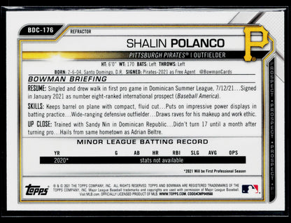 2021 Bowman Draft Shalin Polanco Chrome Refractor #BDC-176