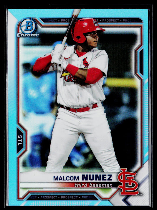 2021 Bowman Draft Malcom Nunez Chrome Sky Blue Refractor #BDC-56