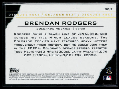 2020 Topps Chrome Update Brendan Rodgers Decade's Next #DNC-7