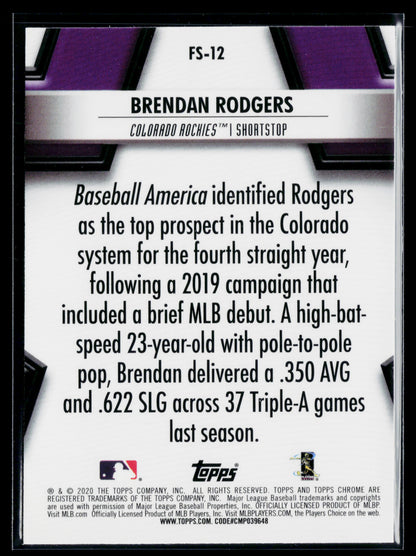 2020 Topps Chrome Brendan Rodgers Future Stars #FS-12