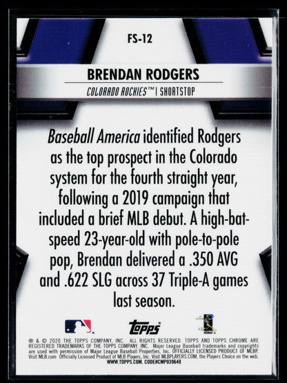 2020 Topps Chrome Brendan Rodgers Future Stars #FS-12