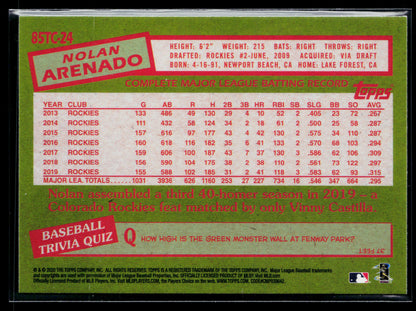 2020 Topps Chrome Nolan Arenado 1985 Topps Baseball #85TC-24