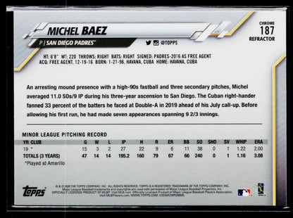 2020 Topps Chrome Michel Baez Rookie Refractor #187