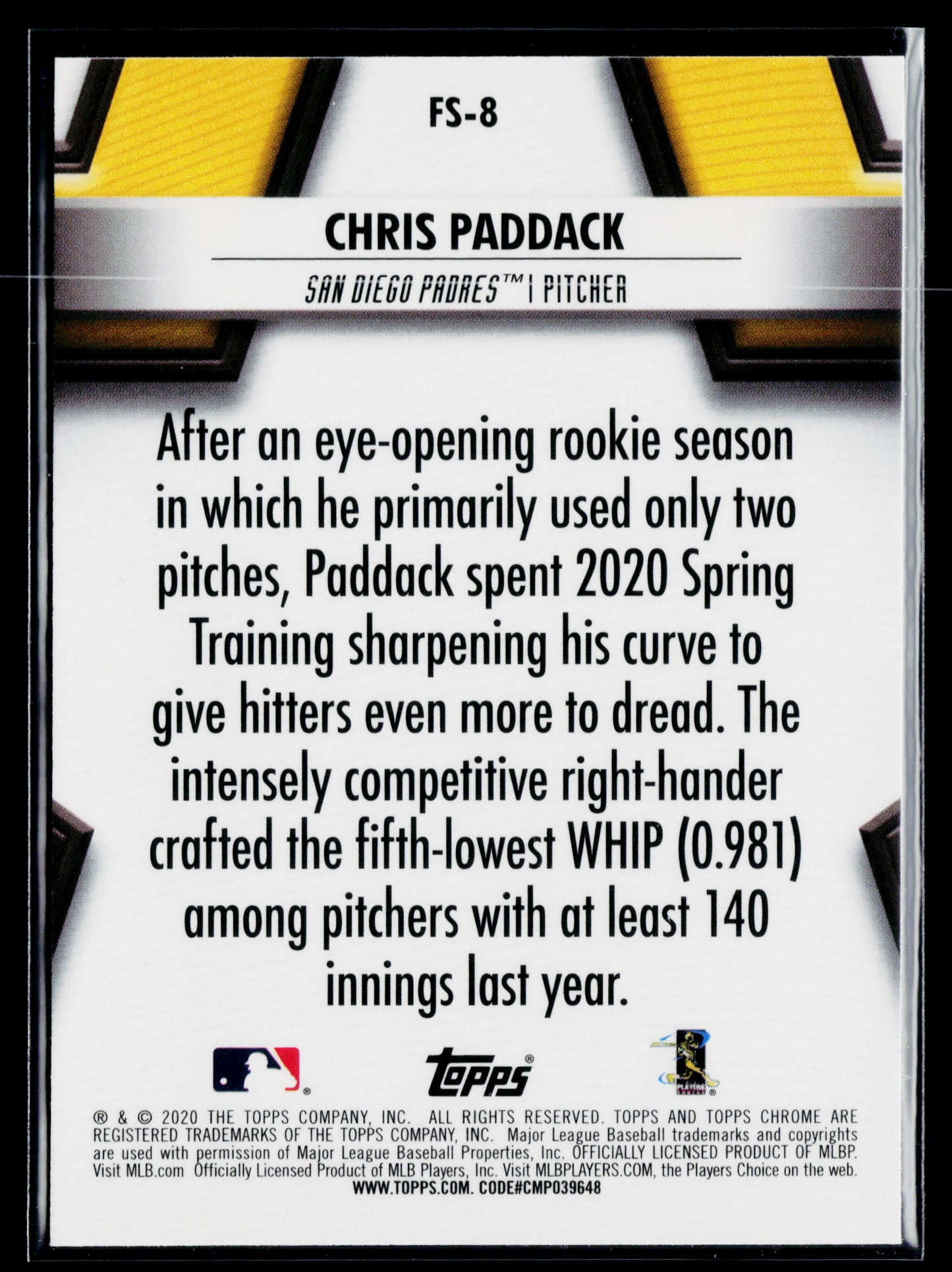 2020 Topps Chrome Chris Paddack Future Stars #FS-8