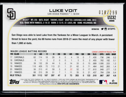 2022 Topps Chrome Update Luke Voit #/299 #USC82