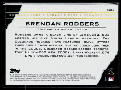 2020 Topps Chrome Update Brendan Rodgers Decade's Next #DNC-7