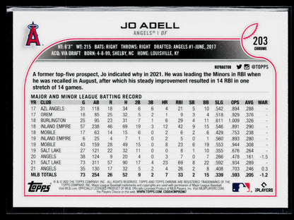 2022 Topps Chrome Jo Adell Refractor #203