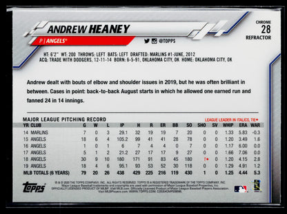 2020 Topps Chrome Andrew Heaney Pink Refractor #28