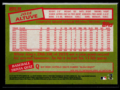 2020 Topps Chrome Jose Altuve 1985 Topps Baseball #85TC-19