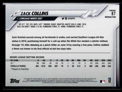 2020 Topps Chrome Zack Collins Rookie Pink Refractor #87