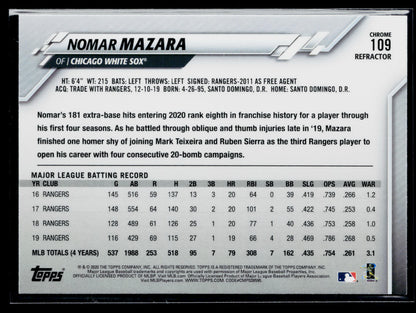 2020 Topps Chrome Nomar Mazara Pink Refractor #109