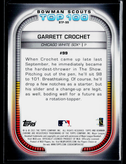 2021 Bowman Garrett Crochet Chrome Bowman Scouts Top 100 #BTP-99