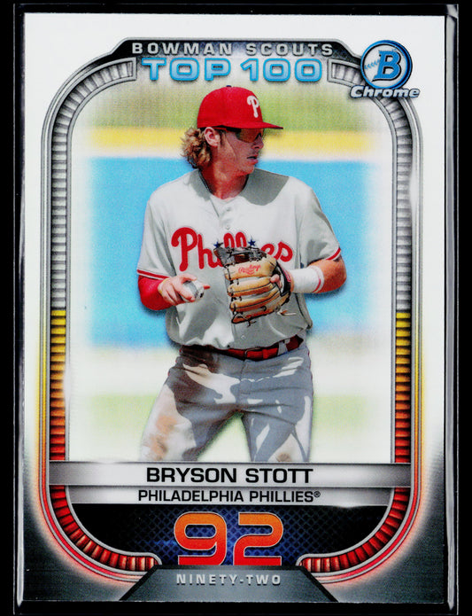 2021 Bowman Bryson Stott Chrome Bowman Scouts Top 100 #BTP-92