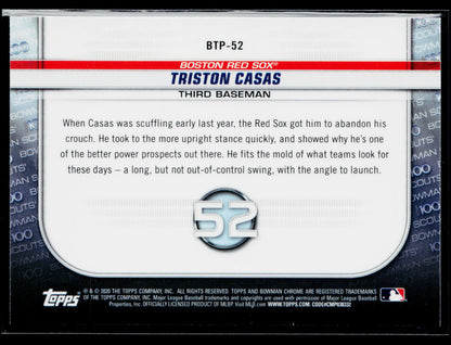 2020 Bowman Triston Casas Chrome Bowman Scouts Top 100 #BTP-52