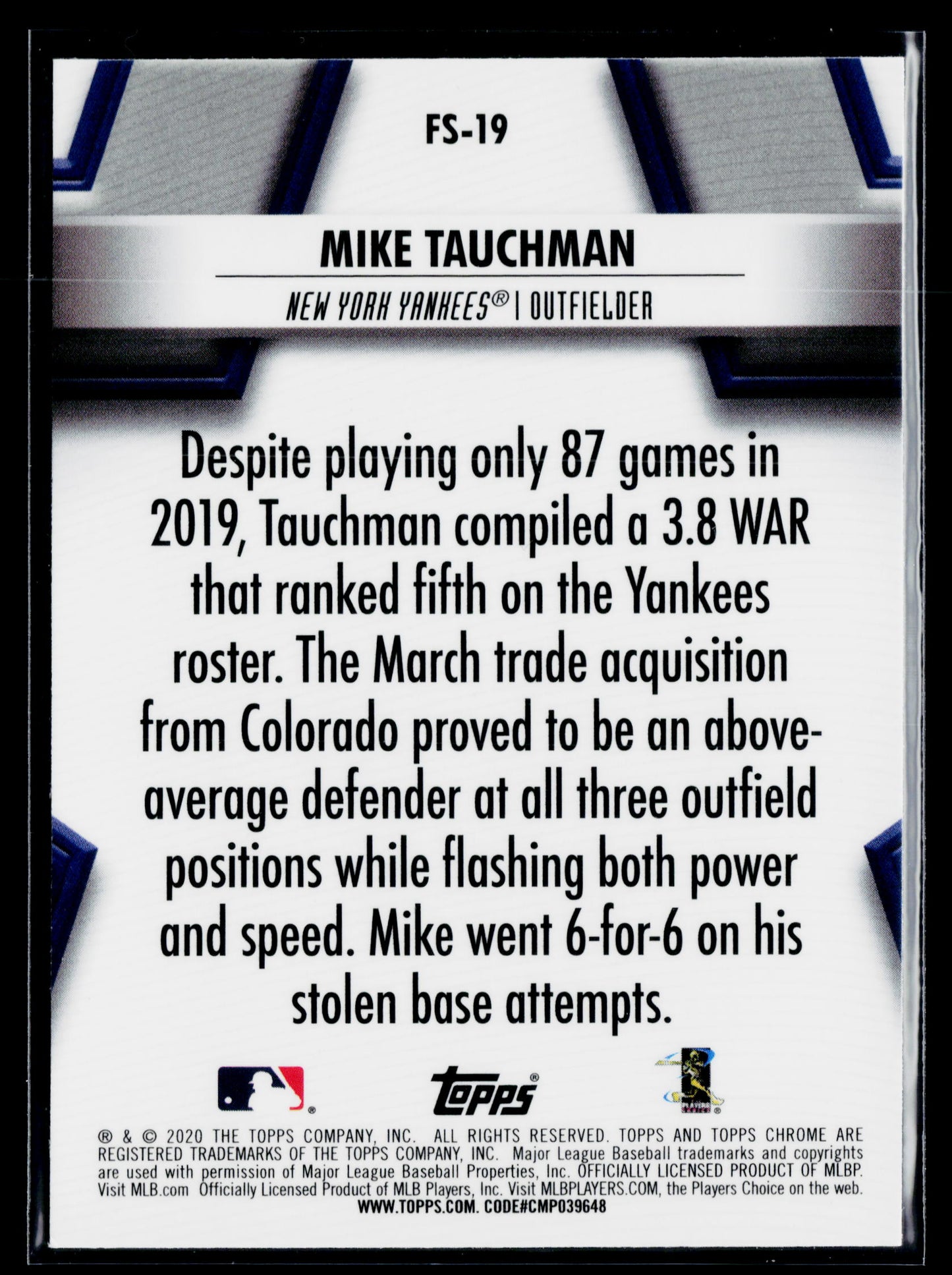 2020 Topps Chrome Mike Tauchman Future Stars #FS-19