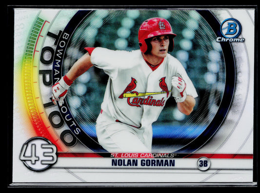 2020 Bowman Nolan Gorman Chrome Bowman Scouts Top 100 #BTP-43