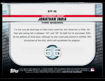 2020 Bowman Jonathan India Chrome Bowman Scouts Top 100 #BTP-66