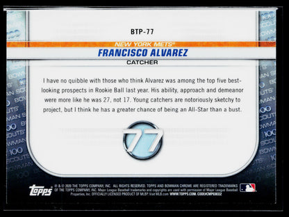 2020 Bowman Francisco Alvarez Chrome Bowman Scouts Top 100 #BTP-77