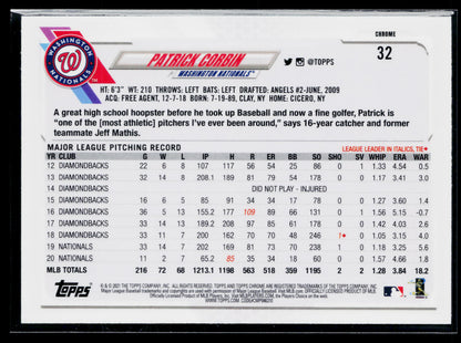 2021 Topps Chrome Patrick Corbin Prism Refractor #32