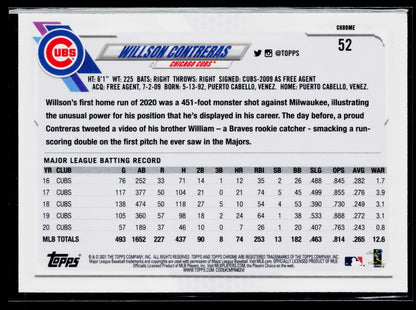 2021 Topps Chrome Willson Contreras Prism Refractor #52