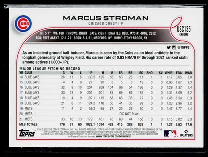 2022 Topps Chrome Update Marcus Stroman Purple Refractor #USC135