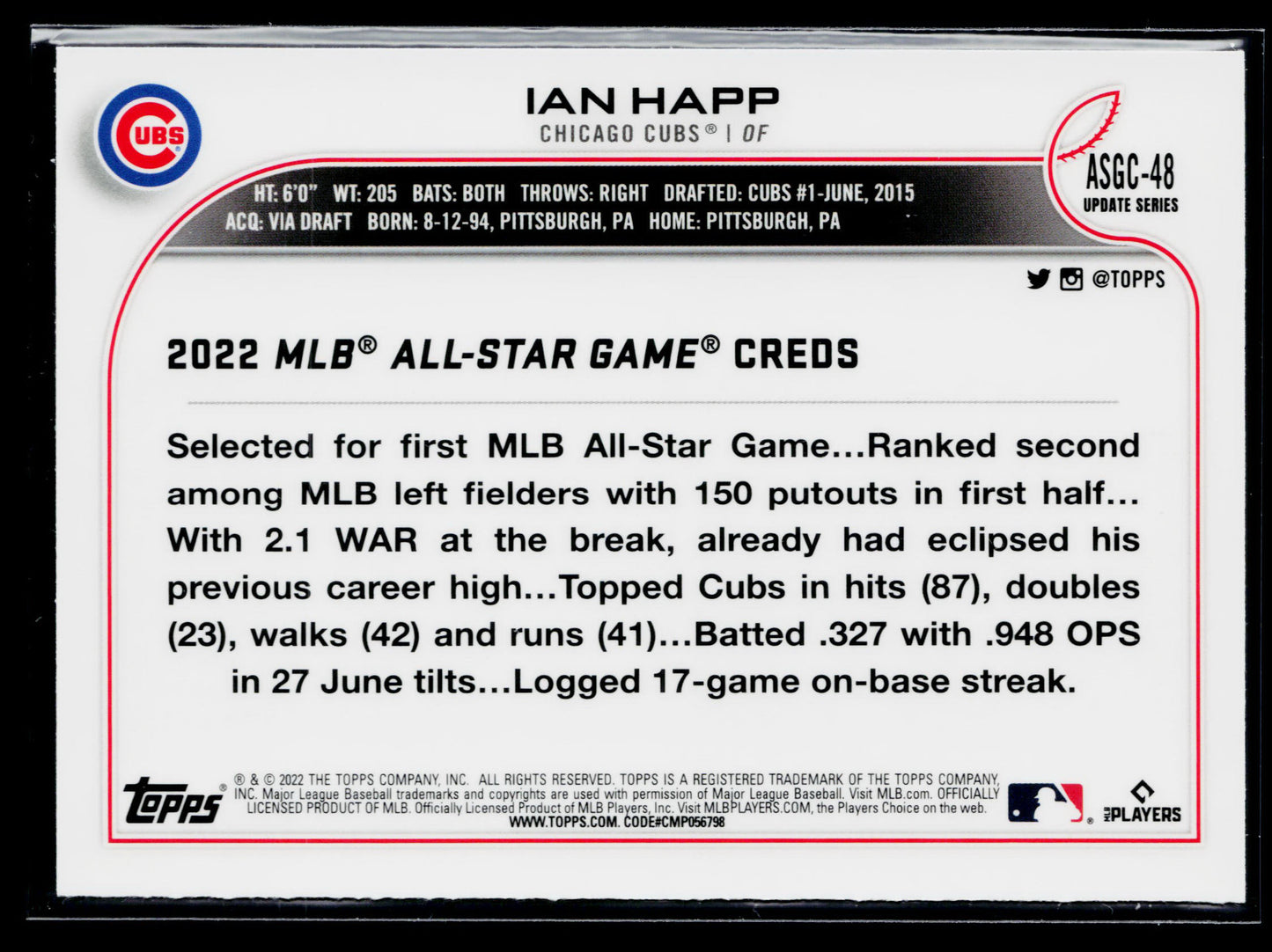 2022 Topps Chrome Update Ian Happ 2022 All-Star Game Chrome #ASGC-48