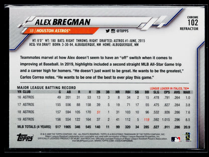 2020 Topps Chrome Alex Bregman Sepia Refractor #102