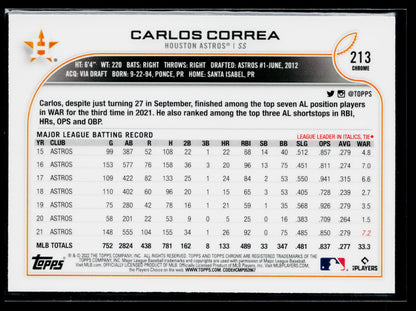 2022 Topps Chrome Carlos Correa Pink #213