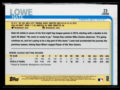2019 Topps Chrome Update Nate Lowe Rookie #23