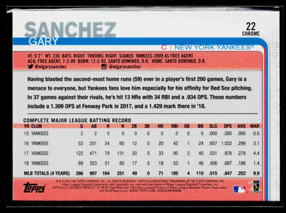 2019 Topps Chrome Gary Sanchez Prism Refractor #22
