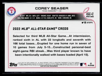 2022 Topps Chrome Update Corey Seager 2022 All-Star Game Chrome #ASGC-42