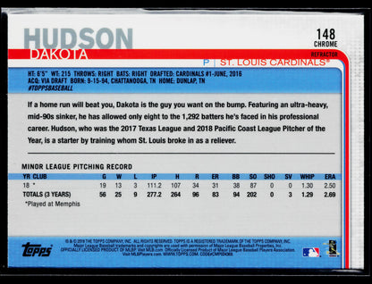 2019 Topps Chrome Dakota Hudson Rookie Pink Refractor #148