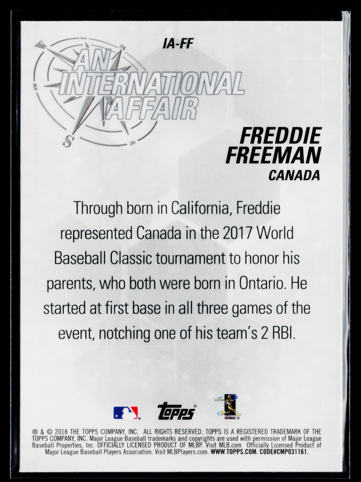 2018 Topps Chrome Update Freddie Freeman An International Affair #IA-FF