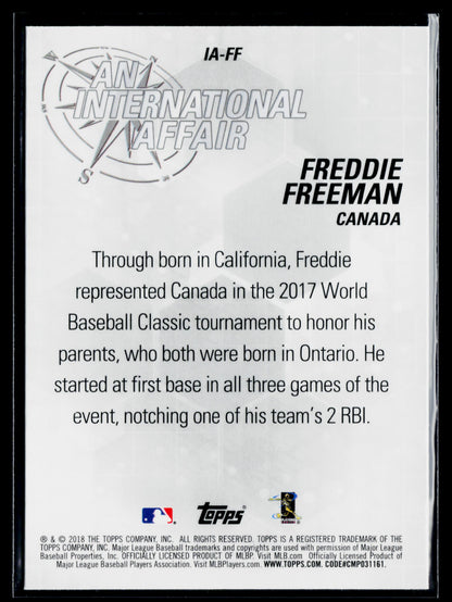 2018 Topps Chrome Update Freddie Freeman An International Affair #IA-FF