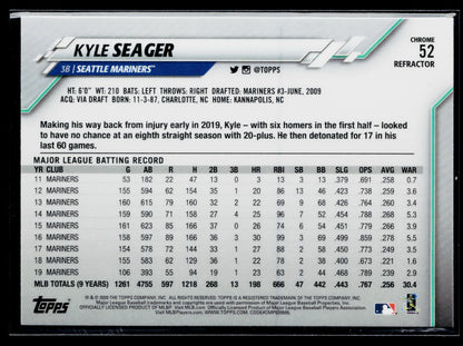 2020 Topps Chrome Kyle Seager Pink Refractor #52