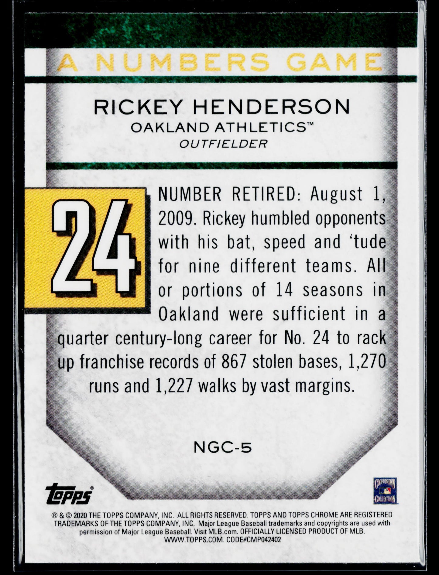 2020 Topps Chrome Update Rickey Henderson A Numbers Game #NGC-5