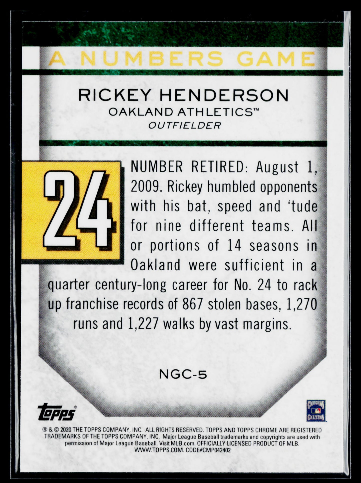 2020 Topps Chrome Update Rickey Henderson A Numbers Game #NGC-5