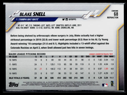 2020 Topps Chrome Blake Snell Pink Refractor #68