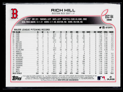 2022 Topps Chrome Update Rich Hill Pink Wave Refractor #USC184