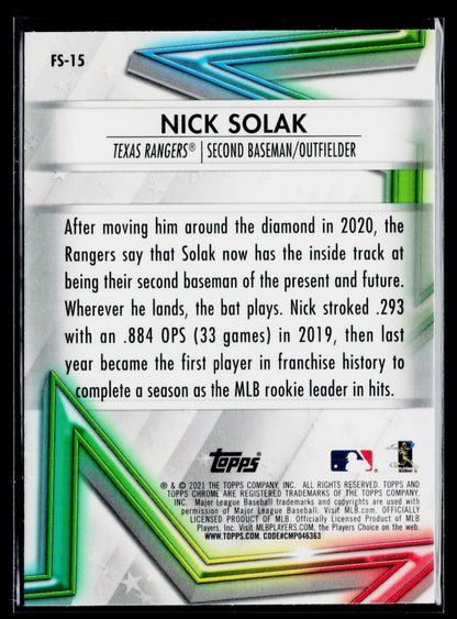 2021 Topps Chrome Nick Solak Future Stars #FS-15