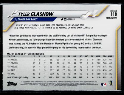 2020 Topps Chrome Tyler Glasnow Pink Refractor #118