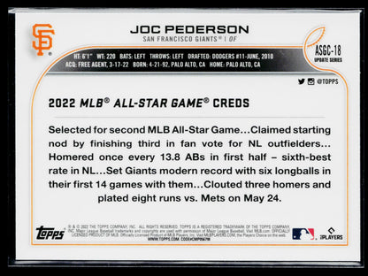 2022 Topps Chrome Update Joc Pederson 2022 All-Star Game Chrome #ASGC-18