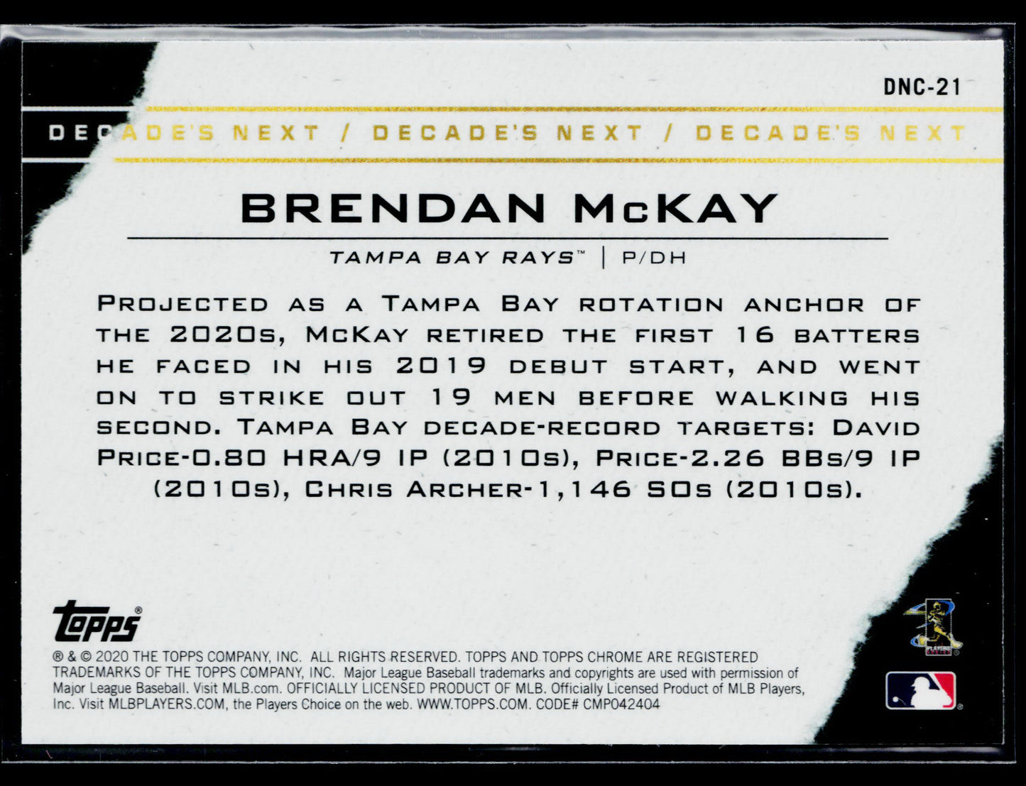 2020 Topps Chrome Update Brendan McKay Decade's Next #DNC-21