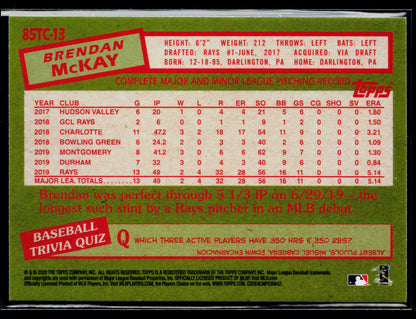 2020 Topps Chrome Brendan McKay 1985 Topps Baseball #85TC-13